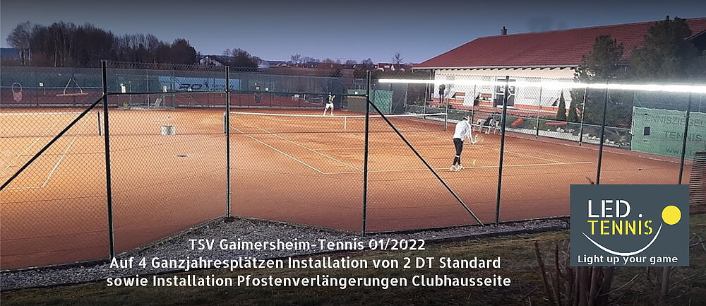 4 Ganzjahresplätze mit 2 LED.TENNIS Doppelplatz-Beleuchtungsanlagen Standard